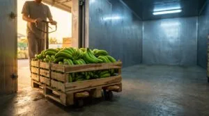 Banana green life: mature-green hands moving into a cold room shortly after harvest