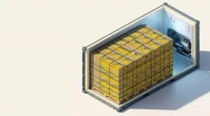 Reefer container settings for bananas illustrated by a loaded stow of banana cartons