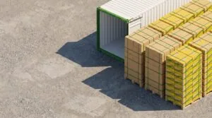 Vietnam banana export price 2026 illustrated by stacked export cartons at a container yard