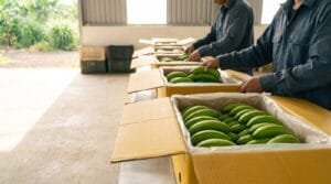 Vietnam banana supplier malaysia: graded Cavendish hands packed into export cartons