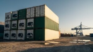 Reefer containers stacked in a port yard, the Jebel Ali customs clearance fresh fruit faces on arrival
