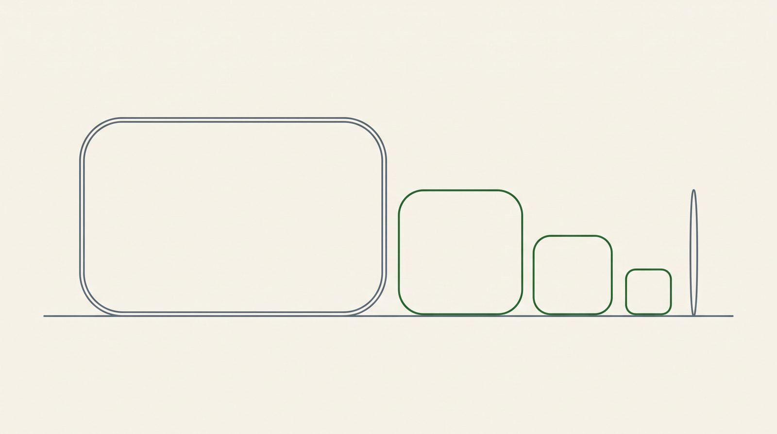 Diagram of one very large block beside several much smaller blocks and one sliver