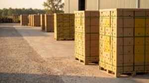 Vietnam banana export destinations 2026: packed banana cartons staged for loading at a yard