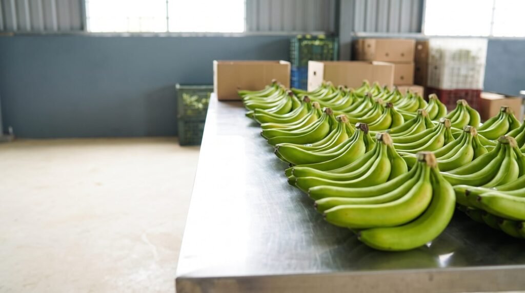 Vietnam banana supplier singapore: graded Cavendish hands prepared for retail pre-pack